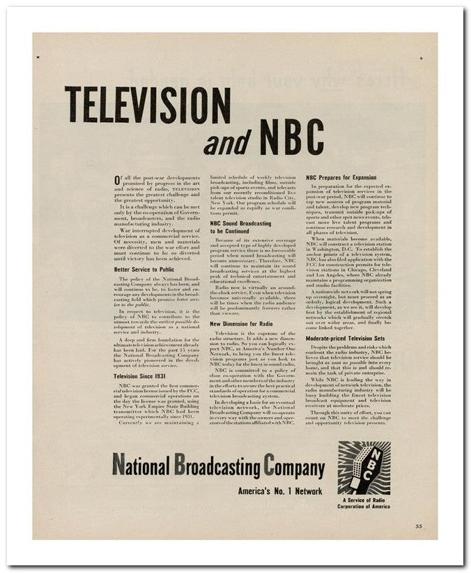 8x10 Vintage Ad 1944 Television 02062500114