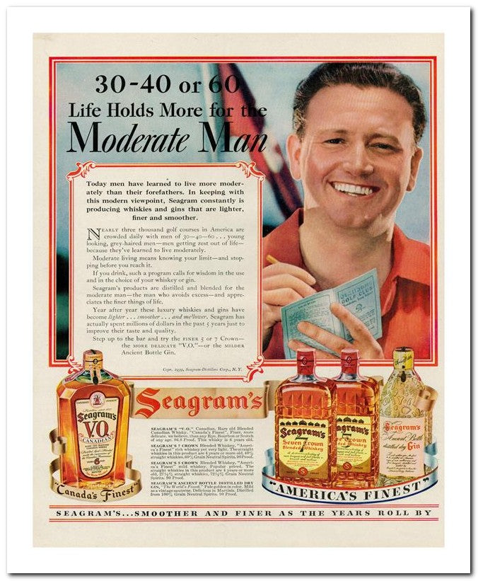 8x10 Vintage Ad 1939 Moderate Man 02062500189