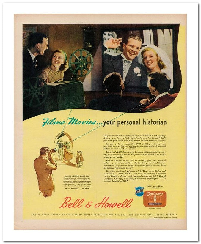 8x10 Vintage Ad 1944 Filmo Movies Your Personal Historian 02062500330