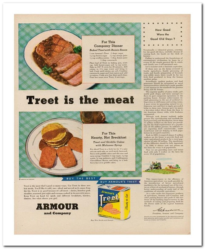 8x10 Vintage Ad 1944 Treet Is The Meat 02062500362