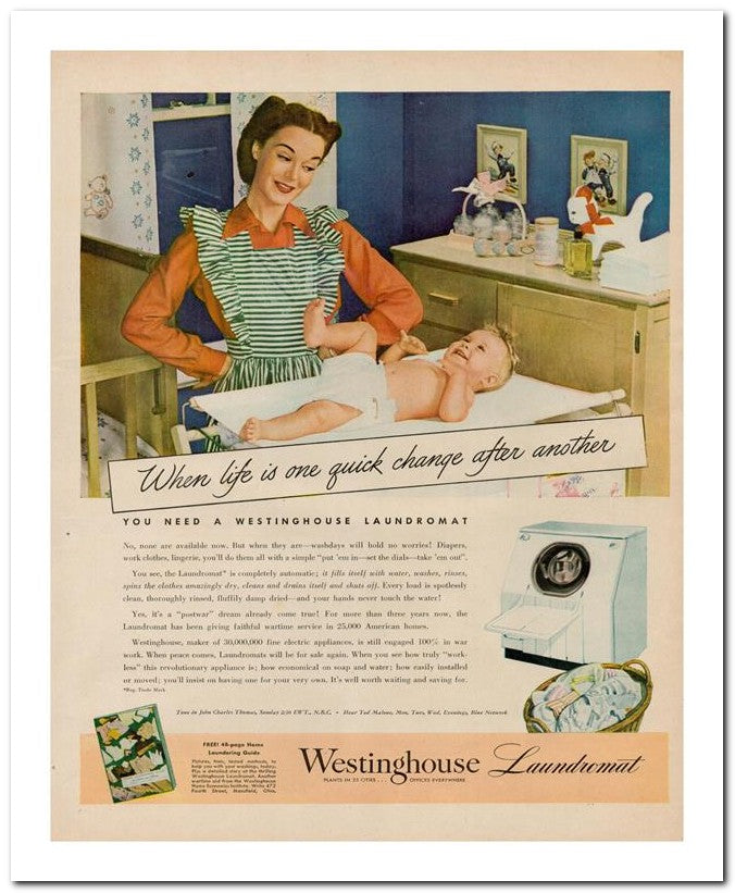 8x10 Vintage Ad 1945 Westinghouse Laundromat 02062500512