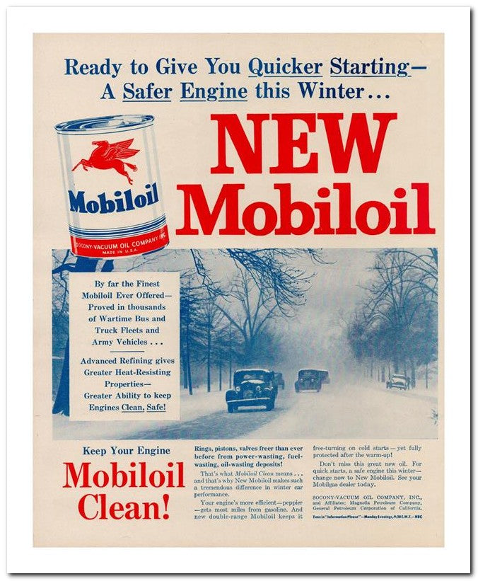 8x10 Vintage Ad 1945 Mobiloil 02062500632