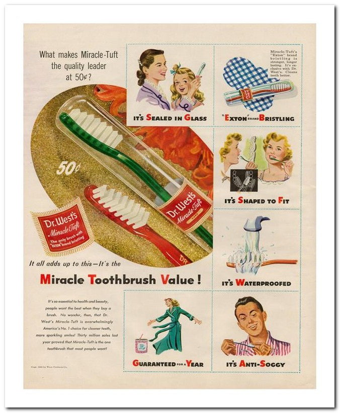 8x10 Vintage Ad 1945 Miracle Toothbrush Value 02062500665
