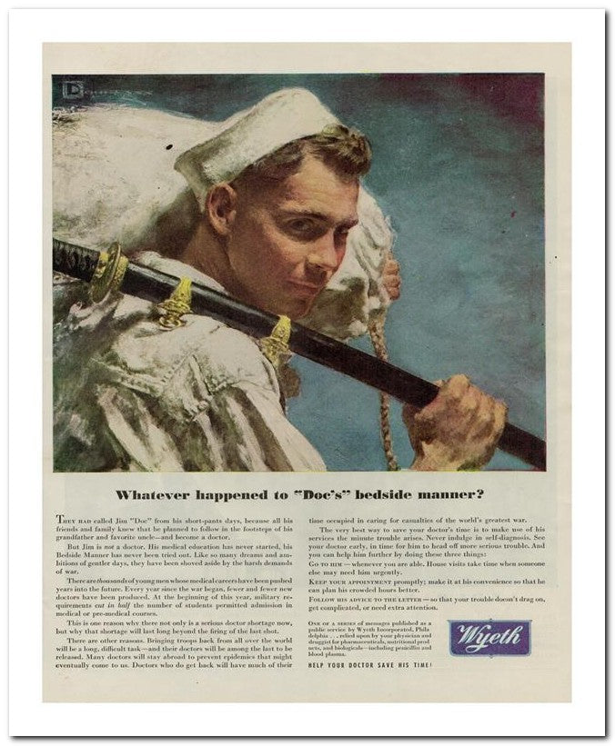 8x10 Vintage Ad 1945 Whatever Happened To Doc's Bedside Manner 02062500730