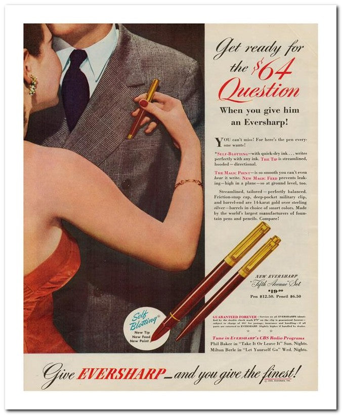 8x10 Vintage Ad 1945 Give Eversharp And You Give The Finest 02062500752