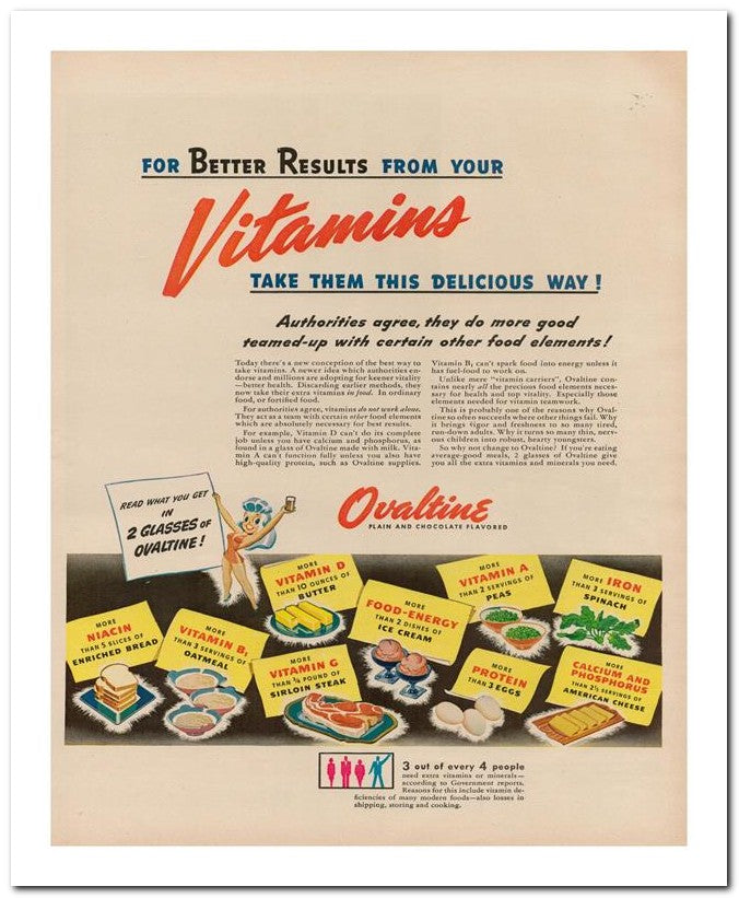 8x10 Vintage Ad 1945 Vitamins 02062500767