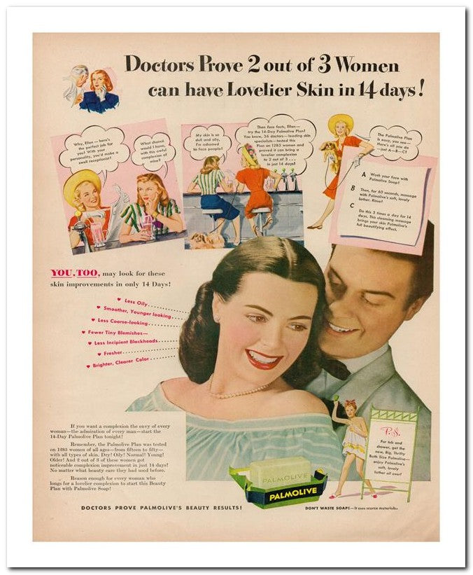 8x10 Vintage Ad 1946 Can Have Lovelier Skin In 14 Days 02062500854