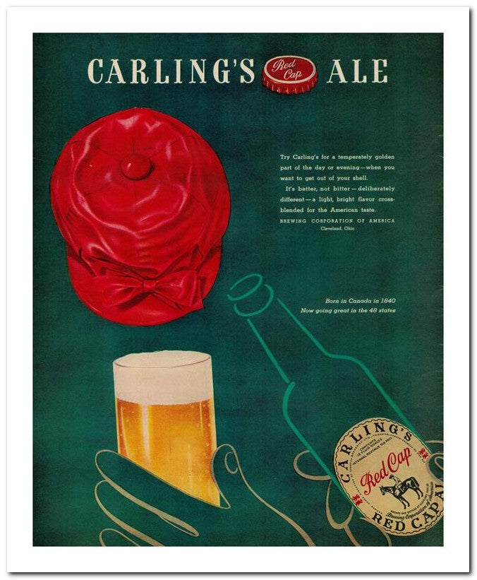 8x10 Vintage Ad 1947 Carling's Ale 02062500858