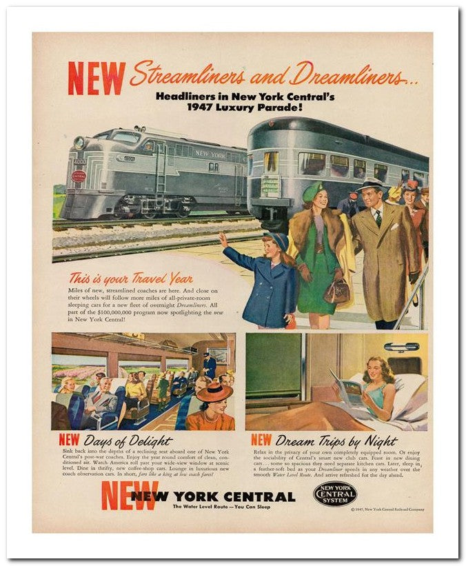 8x10 Vintage Ad 1947 New Streamliners And Dreamliners 02062500864