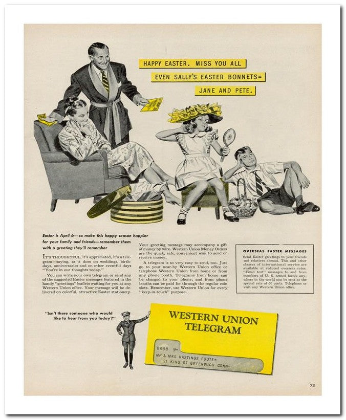 8x10 Vintage Ad 1947 Even Sally's Easter Bonnets 02062500867