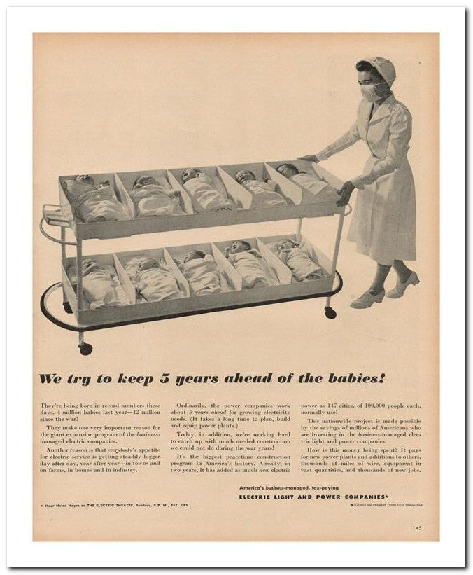 8x10 Vintage Ad 1948 We Try To Keep 5 Years Ahead Of The Babies 02062501026