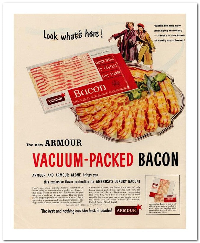 8x10 Vintage Ad 1949 Vacuum Packed Bacon 02062501042