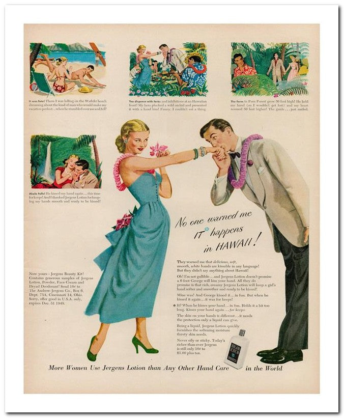 8x10 Vintage Ad 1949 More Women Use Jergens Lotion Than Any Othe 02062501049