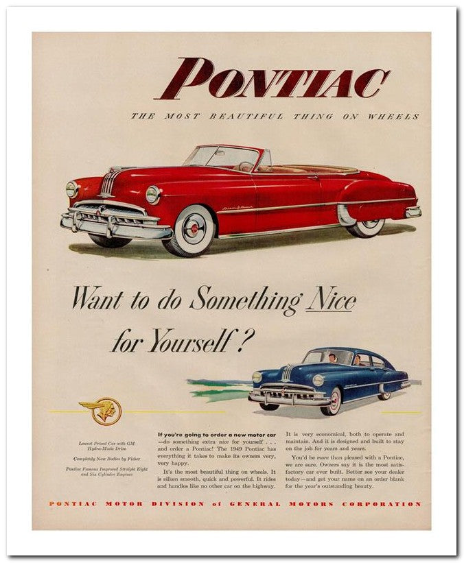 8x10 Vintage Ad 1949 Pontiac 02062501099