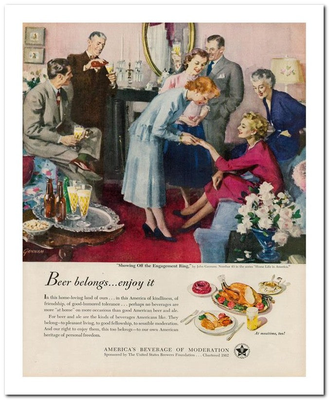 8x10 Vintage Ad 1950 Beer Belongs 02062501181