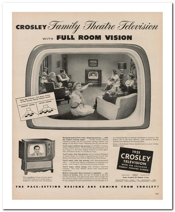 8x10 Vintage Ad 1950 Crosley Family Theatre 02062501215