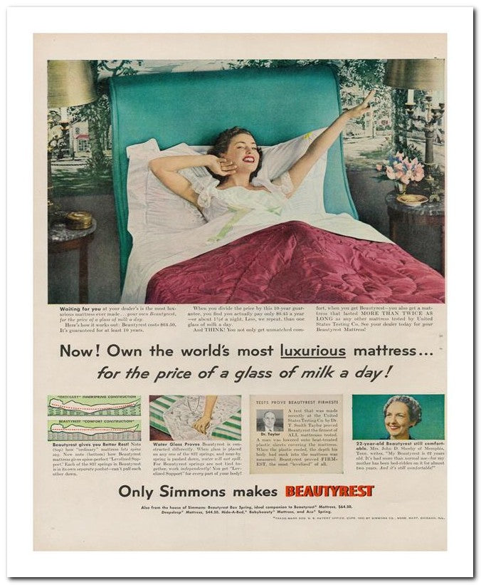 8x10 Vintage Ad 1950 For The Price Of A Glass Of Milk A Day 02062501285