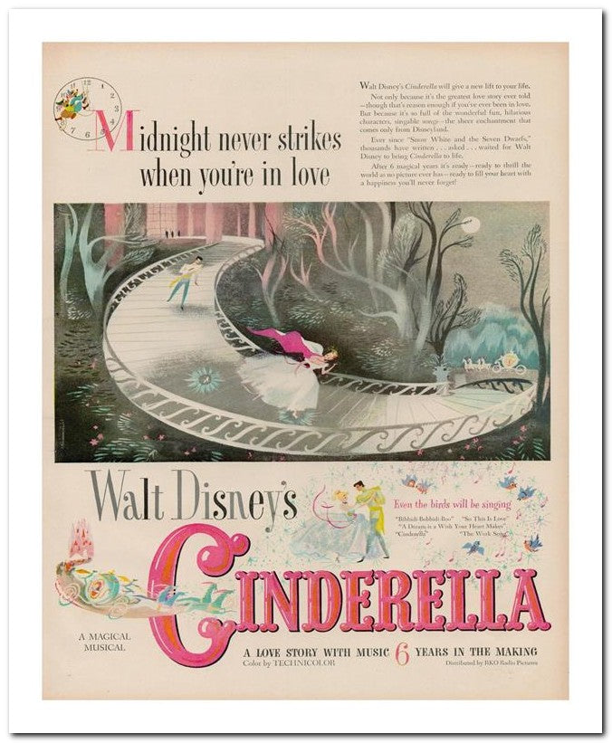 8x10 Vintage Ad 1950 Cinderella 02062501308
