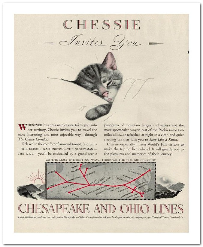 8x10 Vintage Ad 1939 Chesapeake And Ohio Lines 02062501322