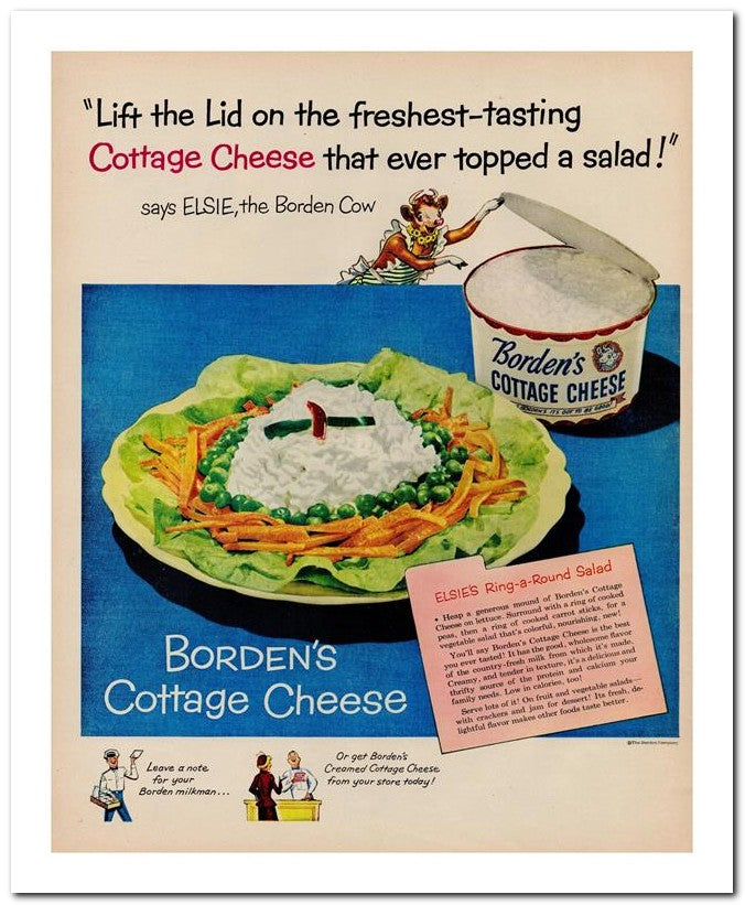 8x10 Vintage Ad 1951 Cottage Cheese That Ever Topped A Salad 02062501460