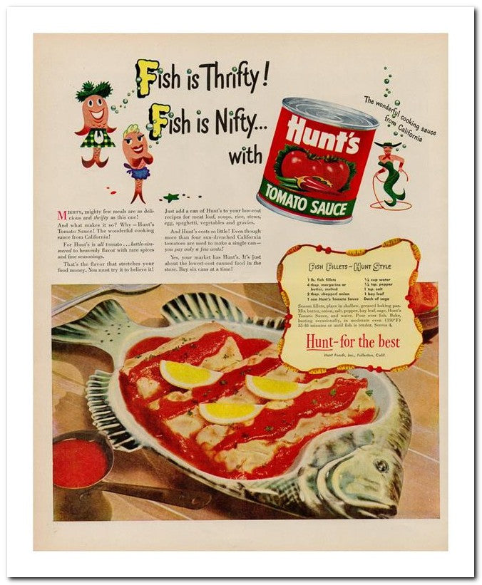 8x10 Vintage Ad 1951 Fish Is Thrifty 02062501513
