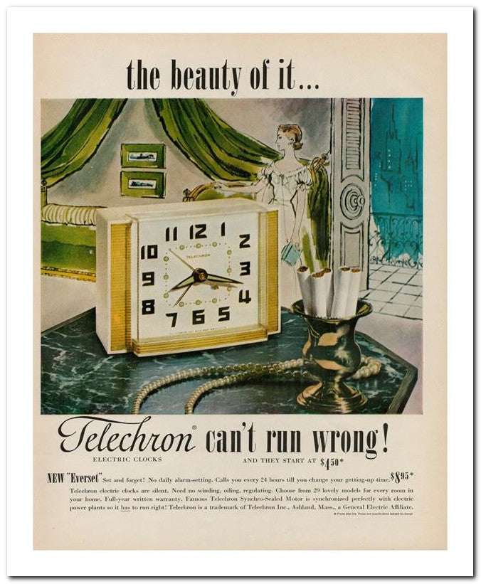 8x10 Vintage Ad 1951 Telechron Can't Run Wrong 02062501570