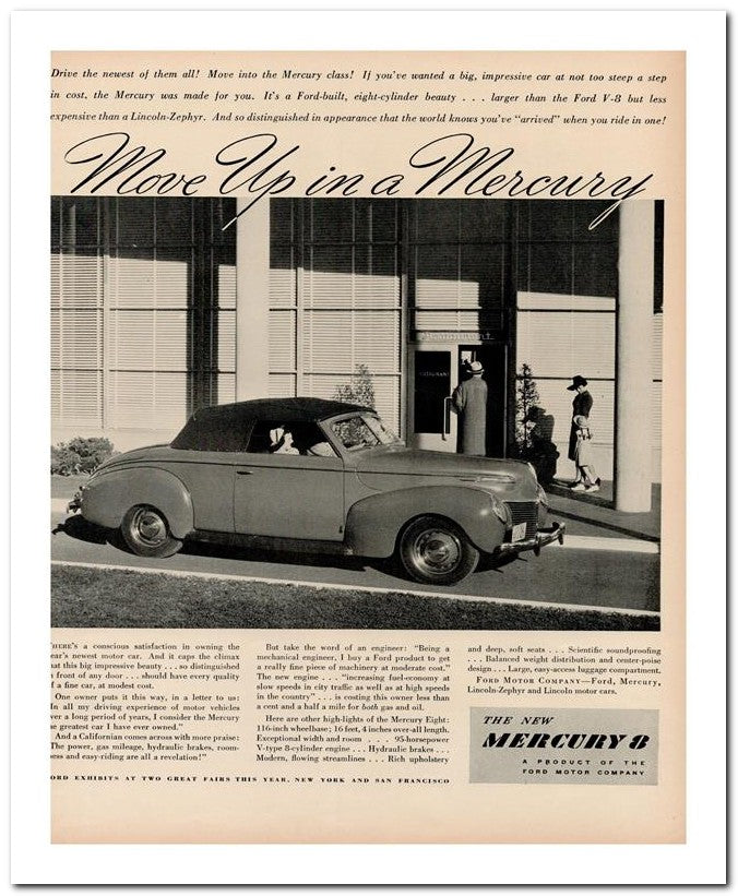 8x10 Vintage Ad 1939 Mercury 02062501597