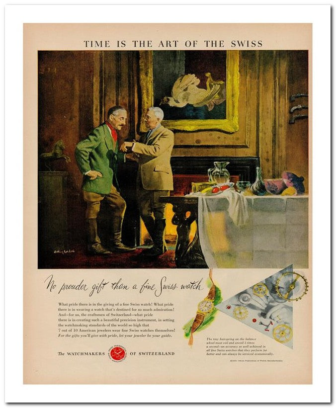 8x10 Vintage Ad 1951 No Prouder Gift Than A Fine Swiss Watch 02062501660