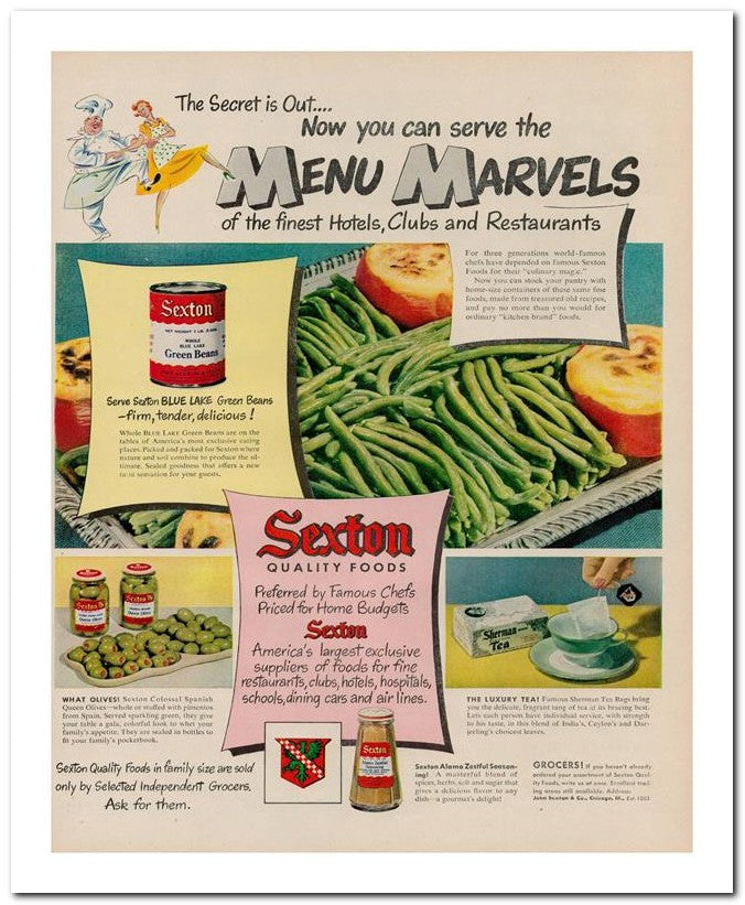 8x10 Vintage Ad 1951 Menu Marvels 02062501666