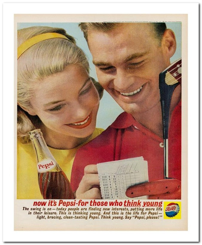 8x10 Vintage Ad 1962 Now It's Pepsi For Those Who Think Young 02062501823