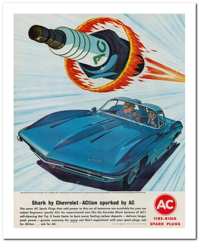 8x10 Vintage Ad 1963 Shark By Chevrolet Action Sparked By Ac 02062501841