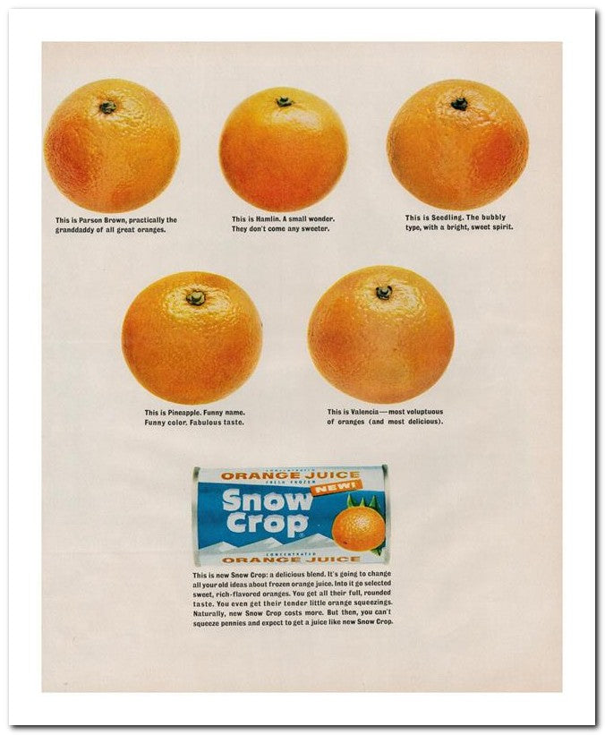 8x10 Vintage Ad 1963 Snow Crop 02062501857