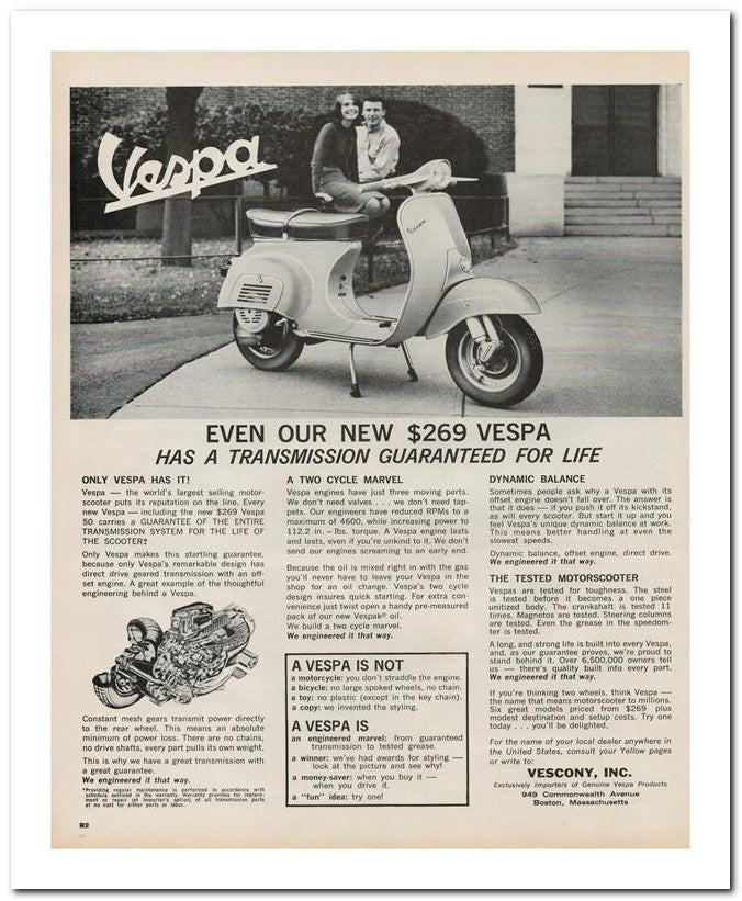 8x10 Vintage Ad 1964 Vespa 02062501873