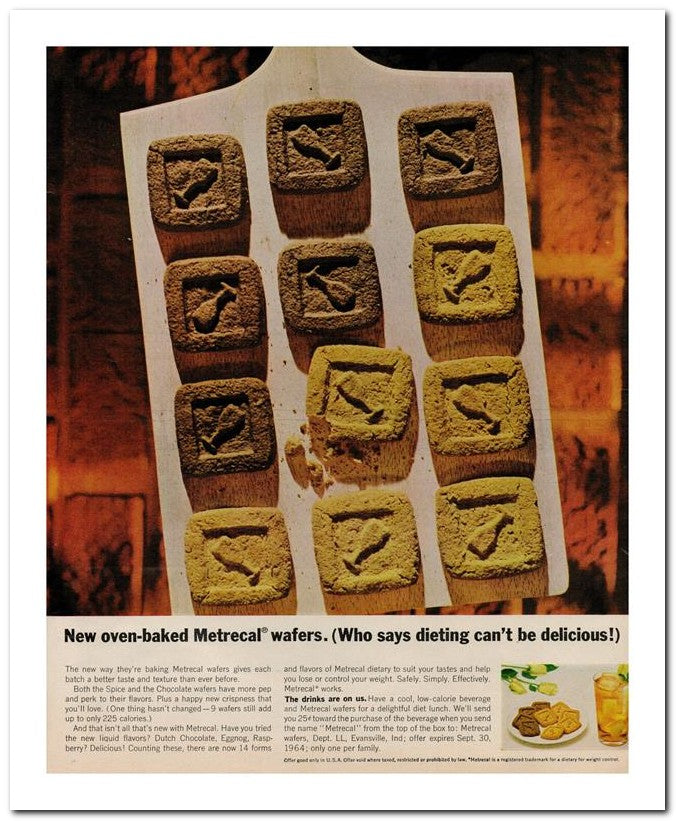 8x10 Vintage Ad 1964 New Oven Baked Metrecal Wafers Who Says Die 02062502008