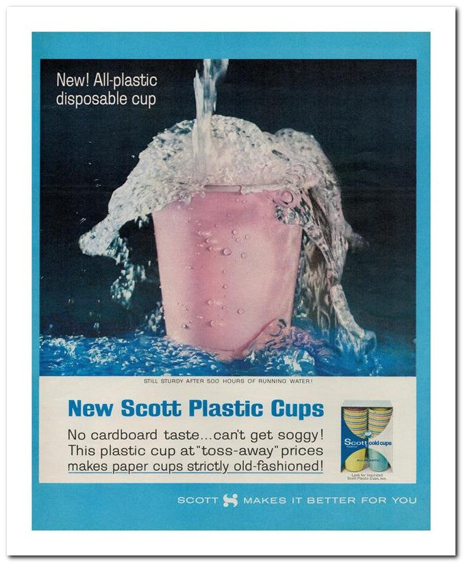 8x10 Vintage Ad 1964 New Scott Plastic Cups 02062502186