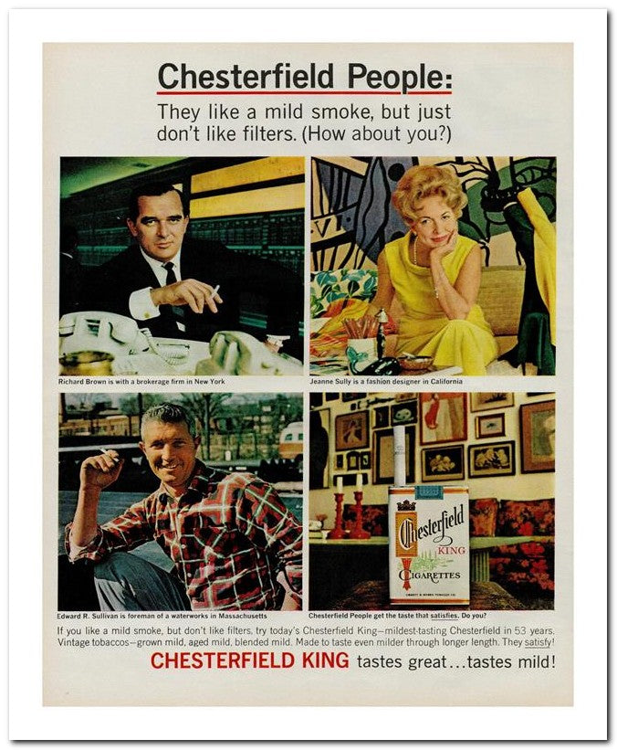 8x10 Vintage Ad 1965 Chesterfield People 02062502260