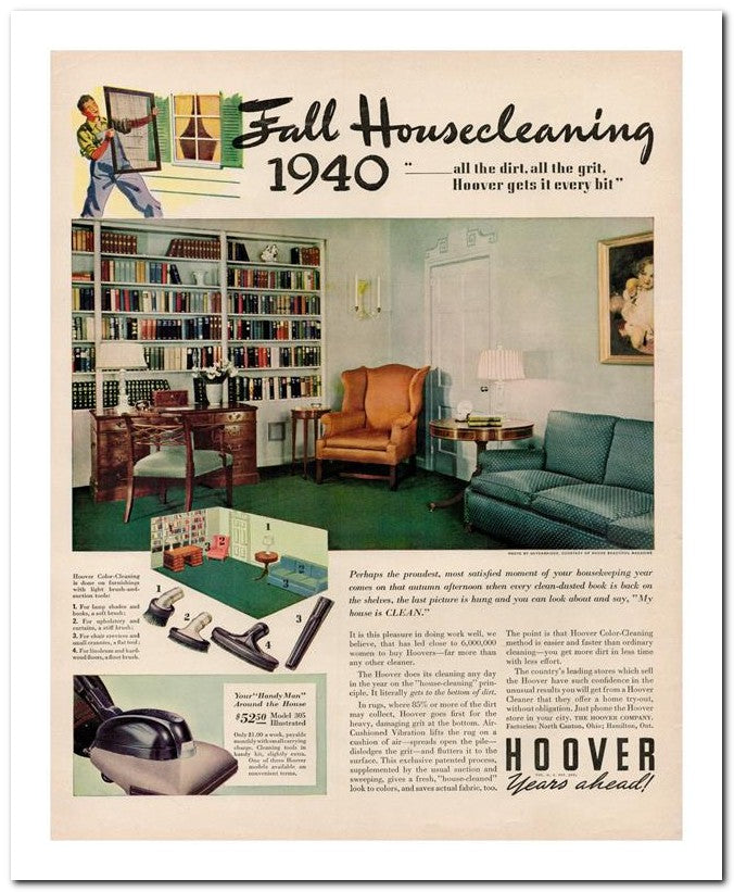 8x10 Vintage Ad 1940 Housecleaning 02062502323
