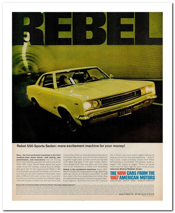 8x10 Vintage Ad 1967 Rebel 02062502432