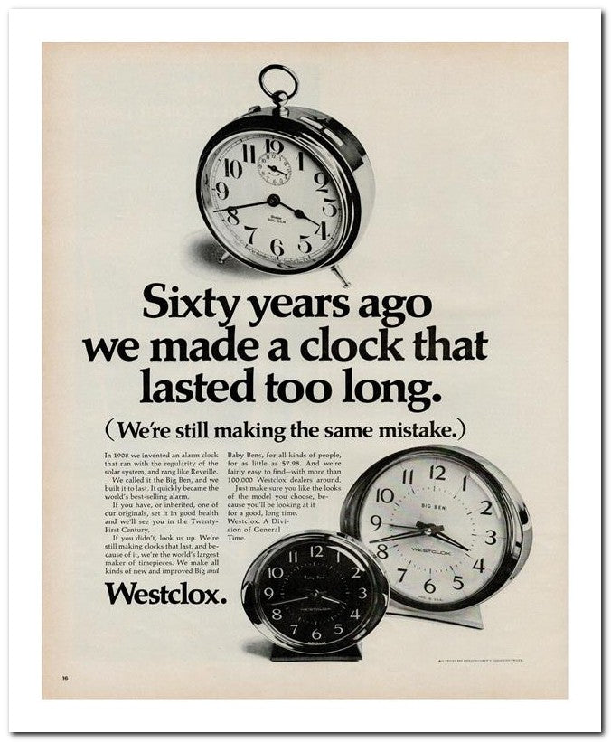 8x10 Vintage Ad 1969 We Mad E A Clock That 02062502570