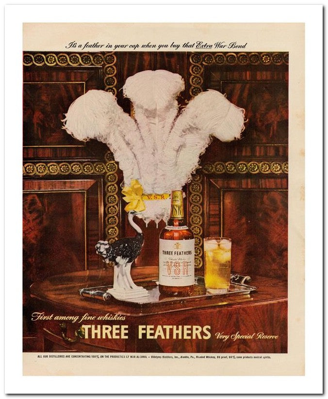 8x10 Vintage Ad 1944 Three Feathers 02062502632