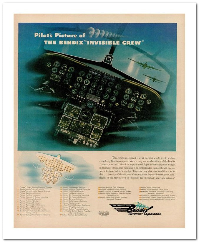 8x10 Vintage Ad 1944 The Bendix Invisible Crew 02062502670