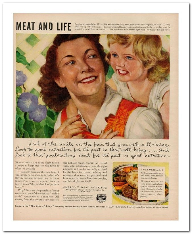 8x10 Vintage Ad 1944 Look To That Good Tasting Meat For Its Part 02062502679