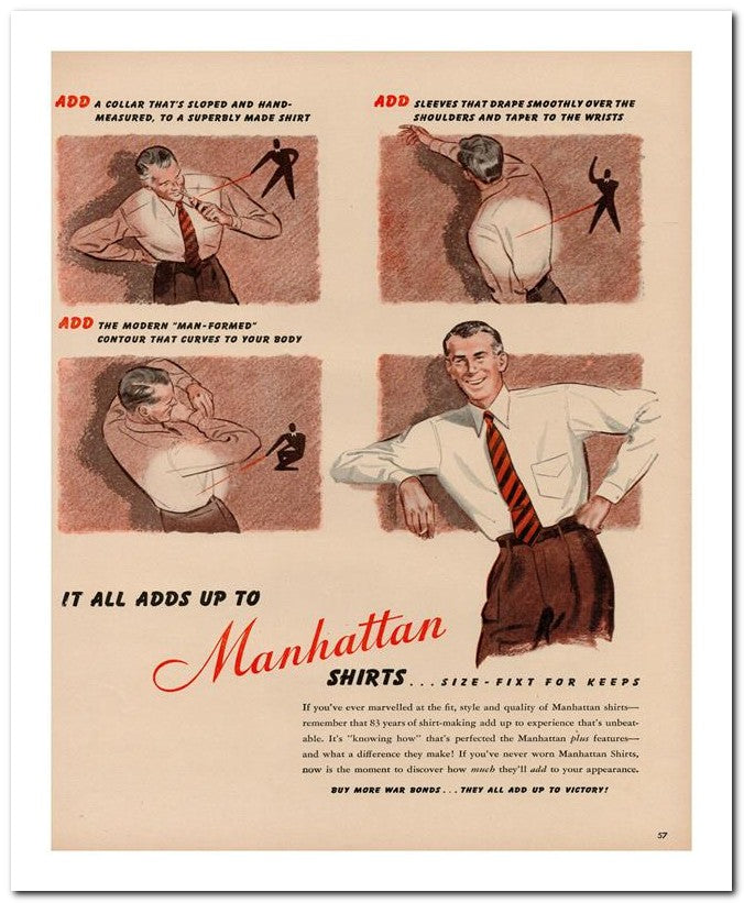 8x10 Vintage Ad 1944 Manhattan 02062502759