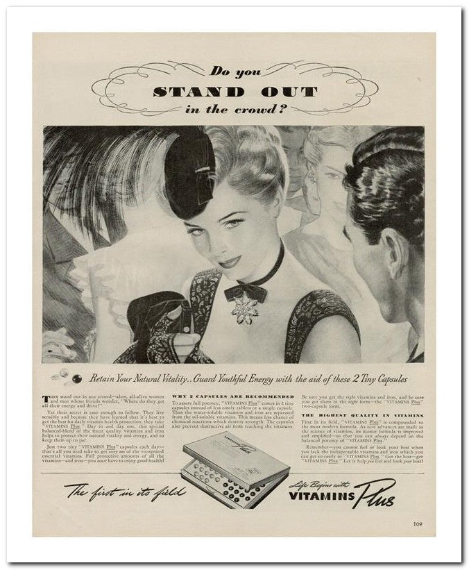 8x10 Vintage Ad 1944 Retain Your Natural Vitality Guard Youthful 02062502809
