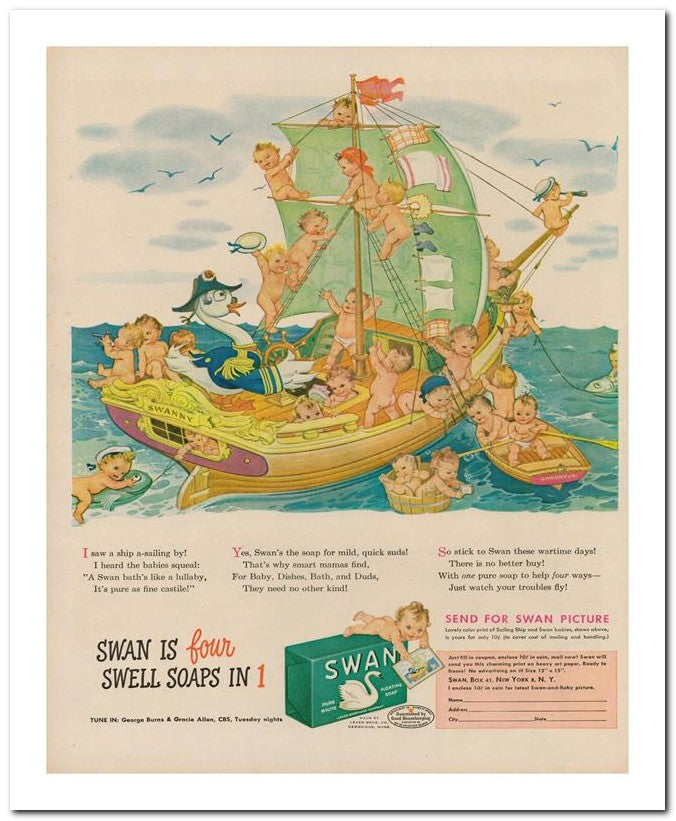 8x10 Vintage Ad 1944 Swan Is Four 02062502862
