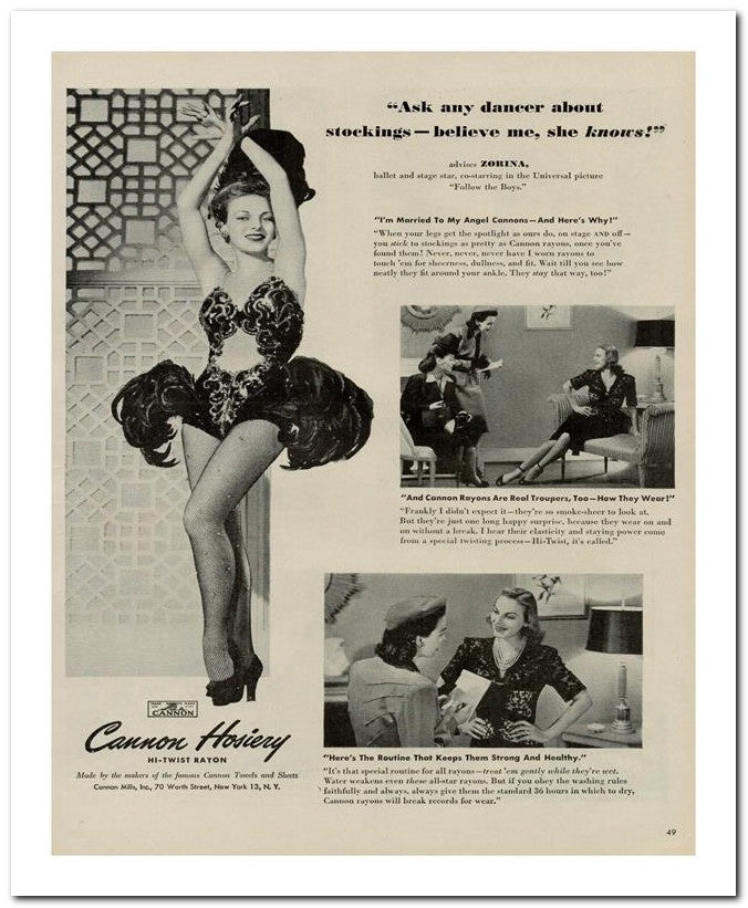8x10 Vintage Ad 1944 Cannon Hosiery 02062502867