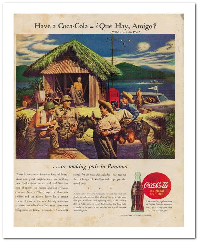 8x10 Vintage Ad 1944 Have A Coca Cola Qu Hay Qu Hay Amigo 02062502874