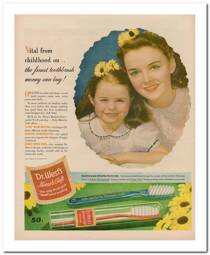 8x10 Vintage Ad 1944 The Finest Toothbrush 02062502978