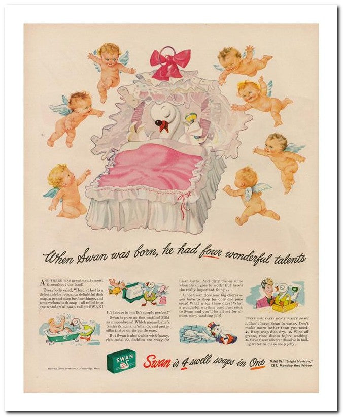 8x10 Vintage Ad 1944 When Swan Was Wonderful Talents 02062503186