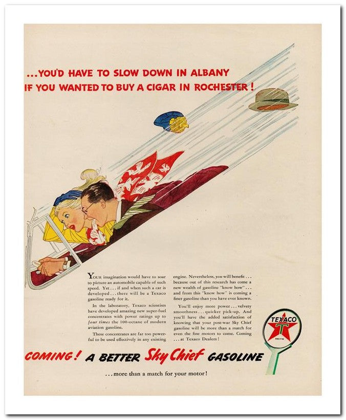 8x10 Vintage Ad 1944 Coming A Better Sky Chief Gasoline 02062503212